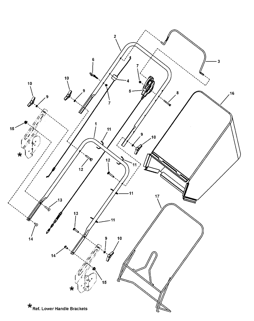 Handle And Bag Group (Hi-Wheel) Diagram and Parts List for 7800694-EBTP22675HW 2010 Briggs and Stratton Lawn Mower